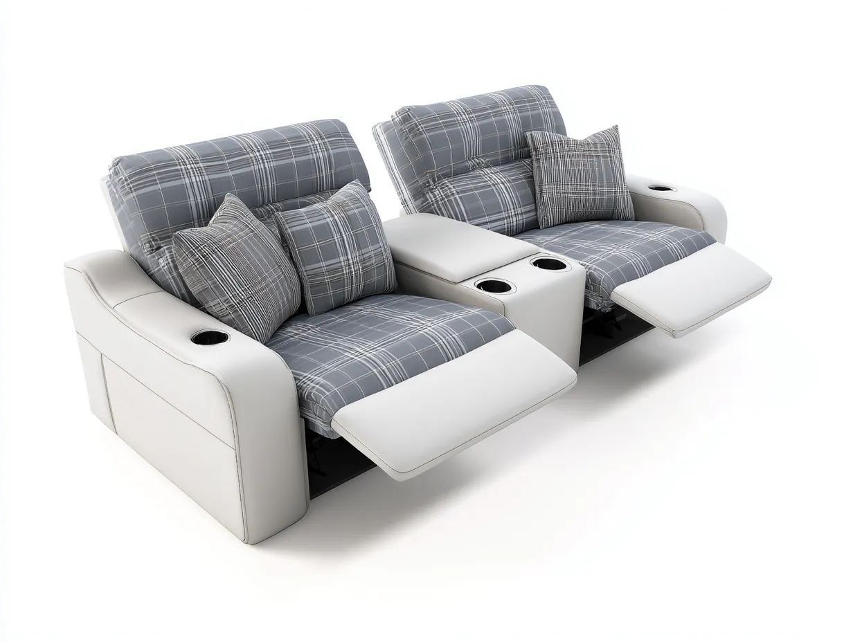 Canapé relax - tissu-cuir - 186x102x108 cm - gris-blanc - design moderne-Bamboouply