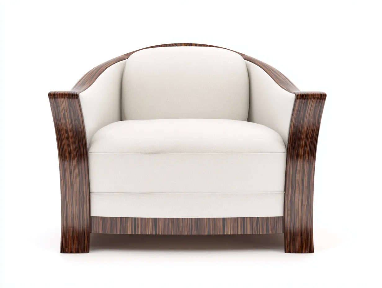 Fauteuil - cuir - bois - 82x78x86 cm - crème - style contemporain élégant-Bamboouply