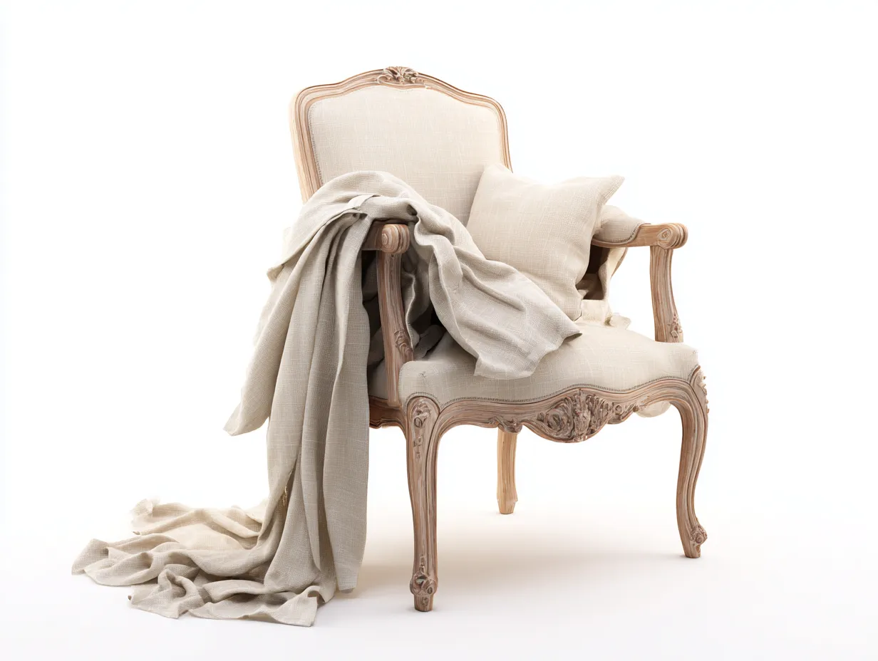 Fauteuil - tissu - bois - 76x72x92 cm - beige - style classique sculpté-Bamboouply