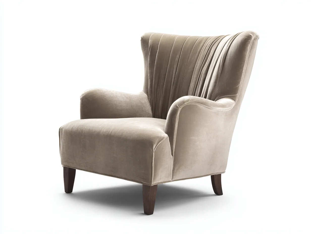 Fauteuil - velours - bois - 80x76x88 cm - beige - style classique élégant-Bamboouply