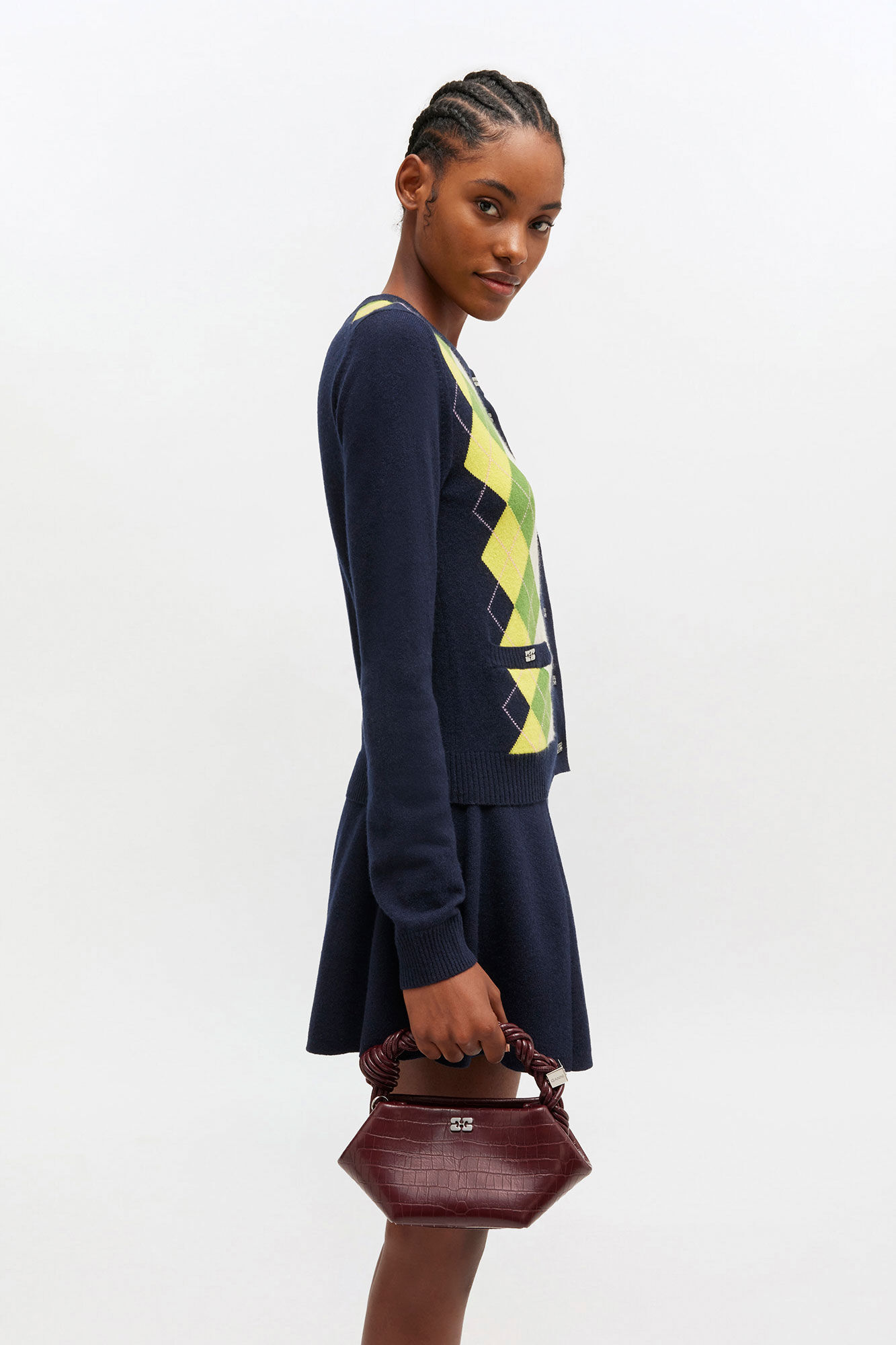 Sac Bou Mini - Croco Bordeaux