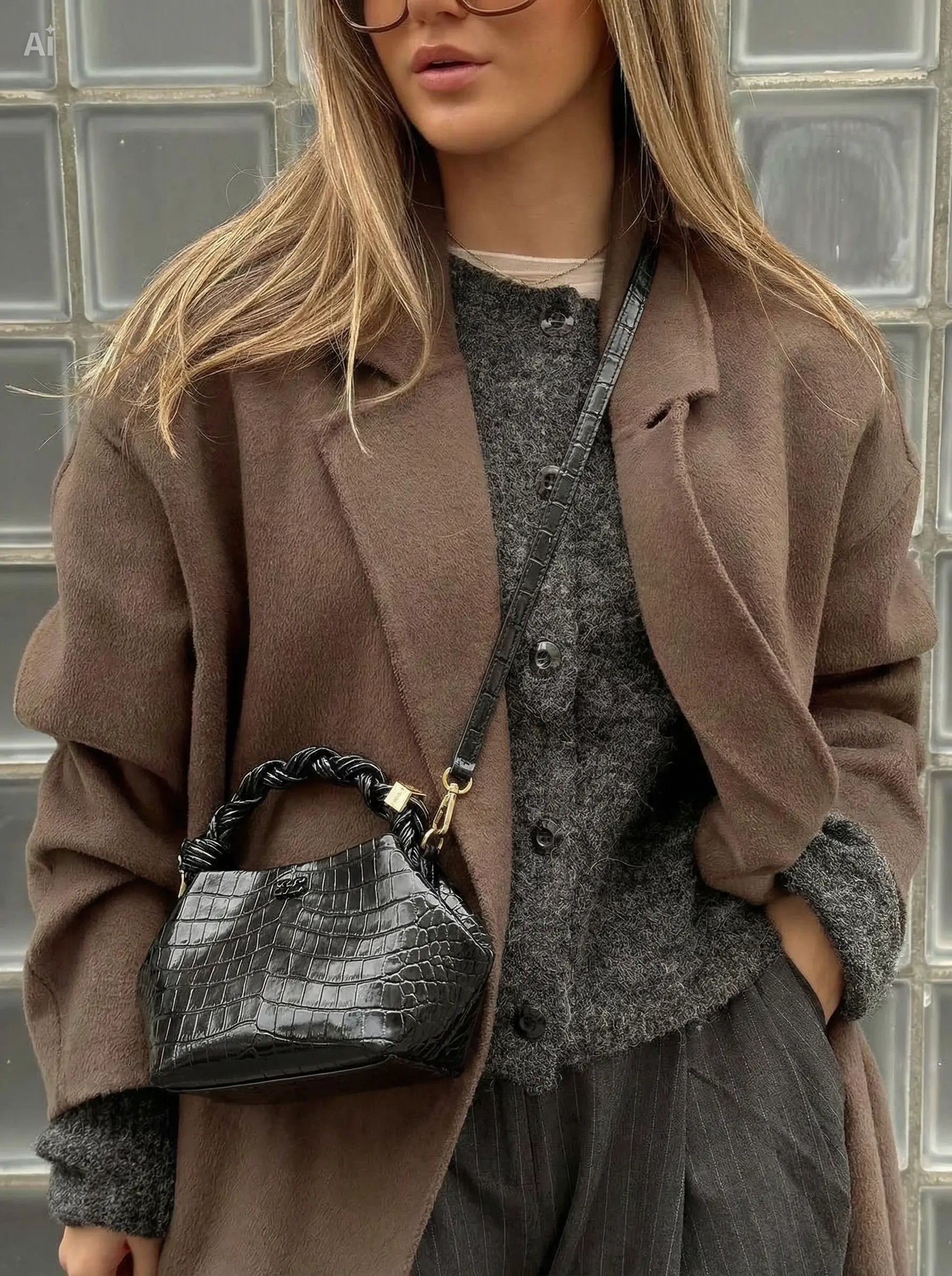 Sac Lyra - Croco Noir