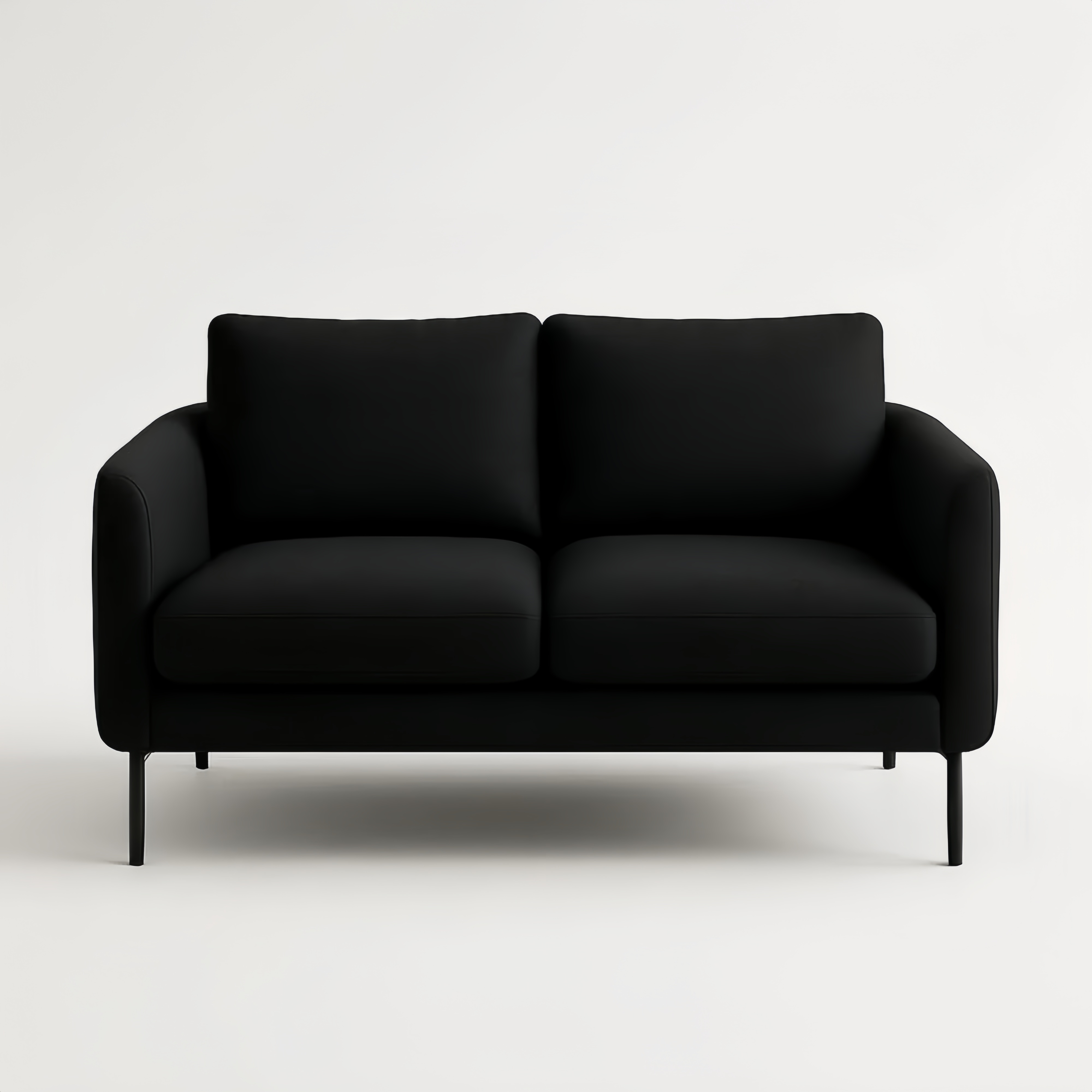 Divano due posti in tessuto e metallo nero 140x80x75 cm