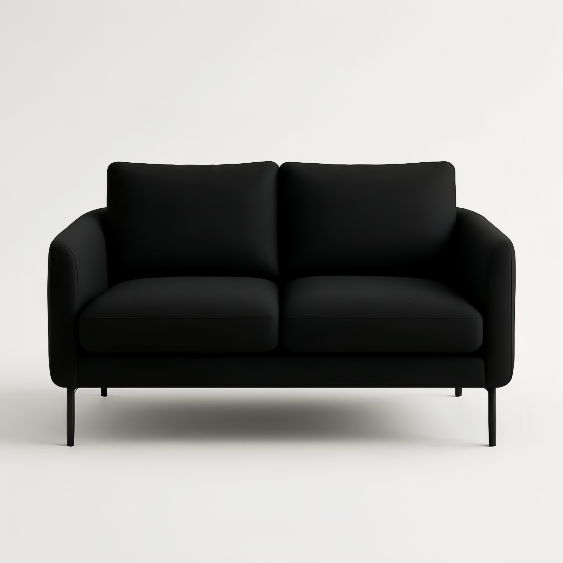 Divano due posti in tessuto e metallo nero 140x80x75 cm