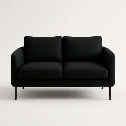 Divano due posti in tessuto e metallo nero 140x80x75 cm