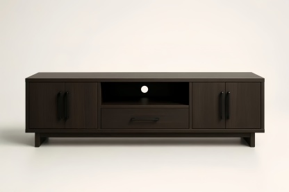 Mobile TV in Legno Marrone con Armadietti e Cassetto 180x40x50cm