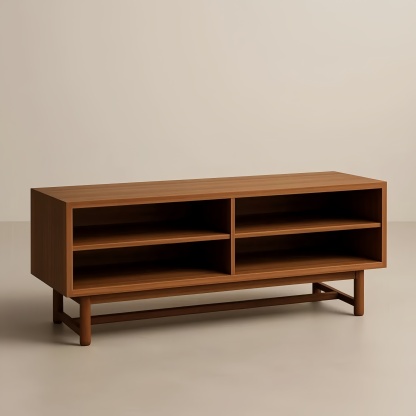 Mobile TV legno compensato marrone ripiani aperti 120x40x50 cm