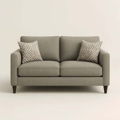 Divano a due posti in tessuto con cuscini decorativi