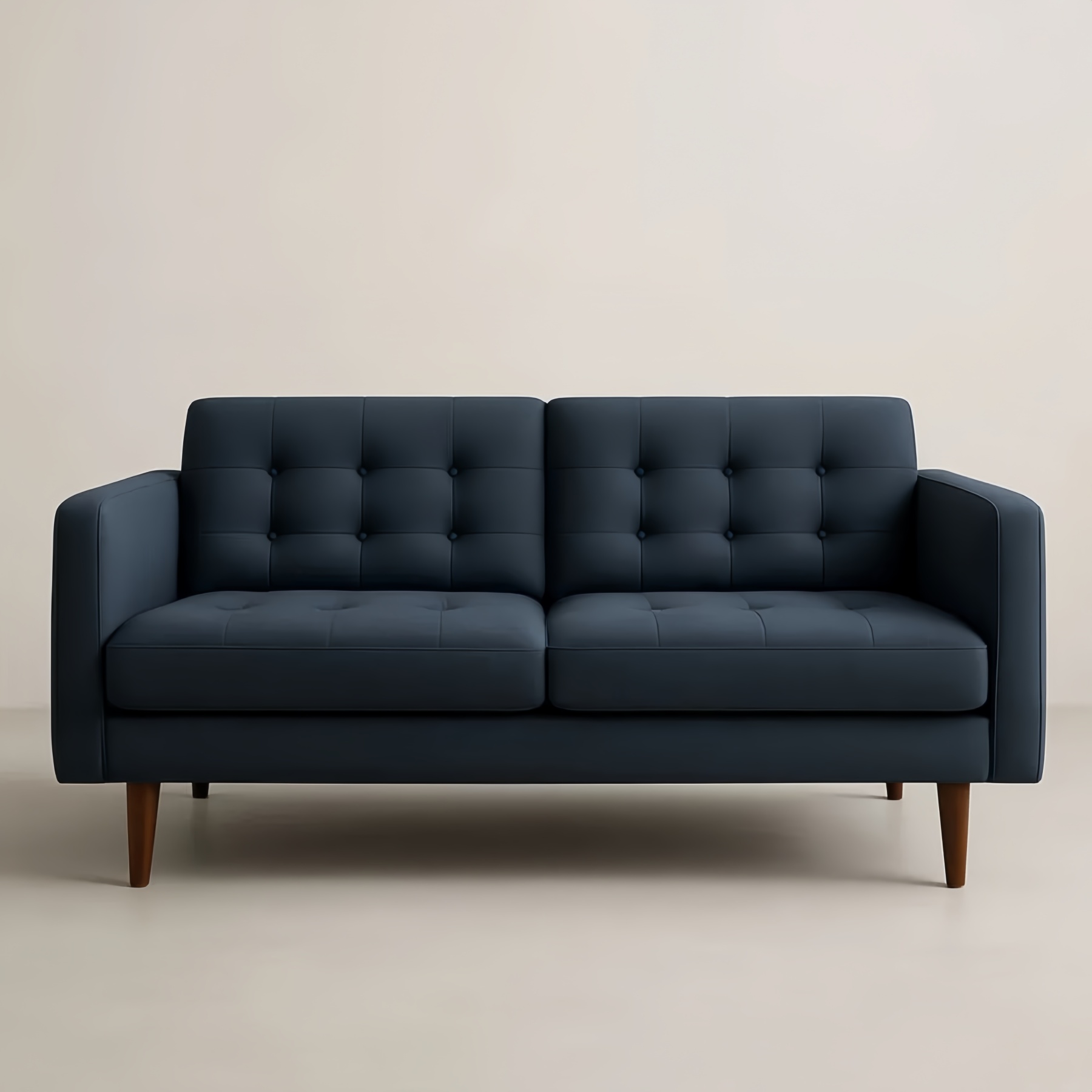 Divano a 2 Posti in Tessuto Poliestere e Gambe in Legno