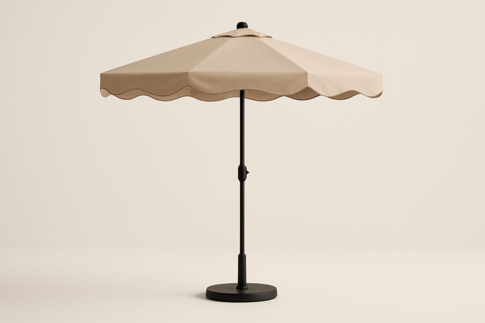 Ombrellone Rotondo da Giardino in Tessuto Beige Ø200 cm per Ombra