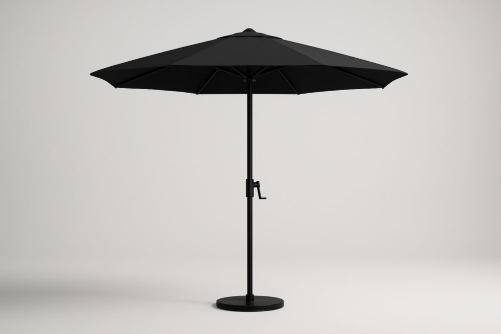 Ombrellone da Giardino in Tessuto in Poliestere Nero con Struttura in Alluminio per Ombra