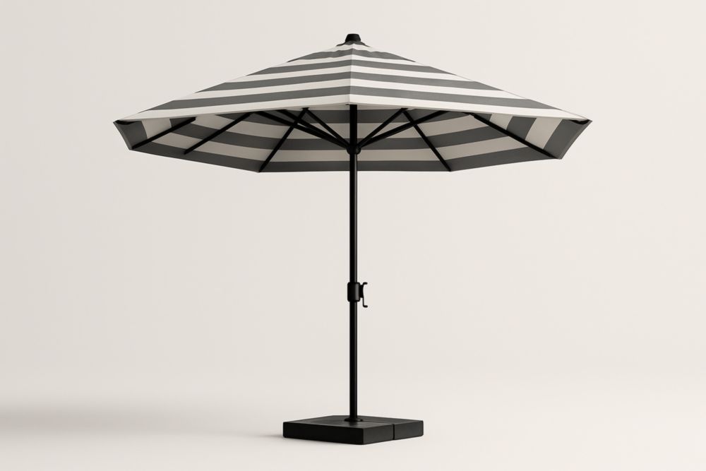 Ombrellone da Esterno a Strisce Bianco/Nero in Poliestere e Alluminio Ø300 cm