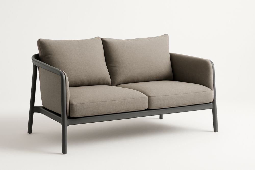 Divano da due posti da giardino in alluminio con cuscini in poliestere