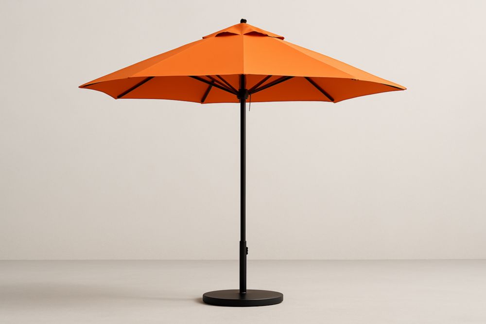 Ombrellone in Tessuto di Poliestere Arancione con Struttura in Acciaio per Ombra