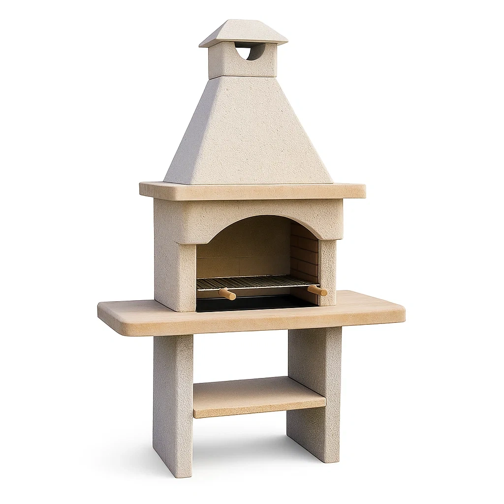Barbecue beige avec cheminée-Furniflowz