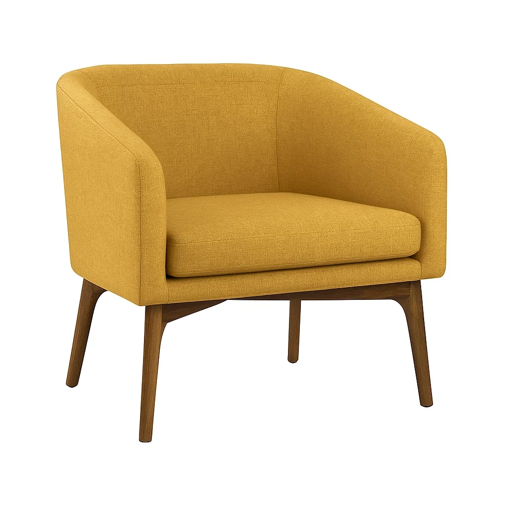Fauteuil en bois et tissu jaune-Furniflowz