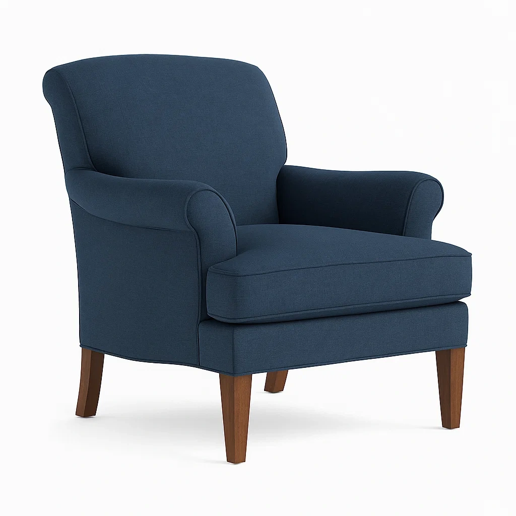 Fauteuil en tissu avec pieds en bois bleu 80x90x85 cm-Furniflowz