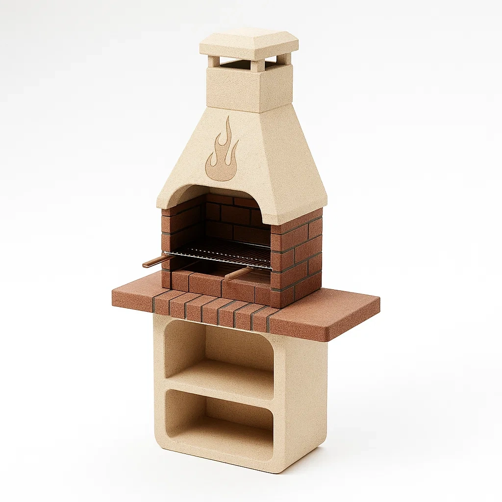 Barbecue réfractaire et brique avec cheminée-Furniflowz