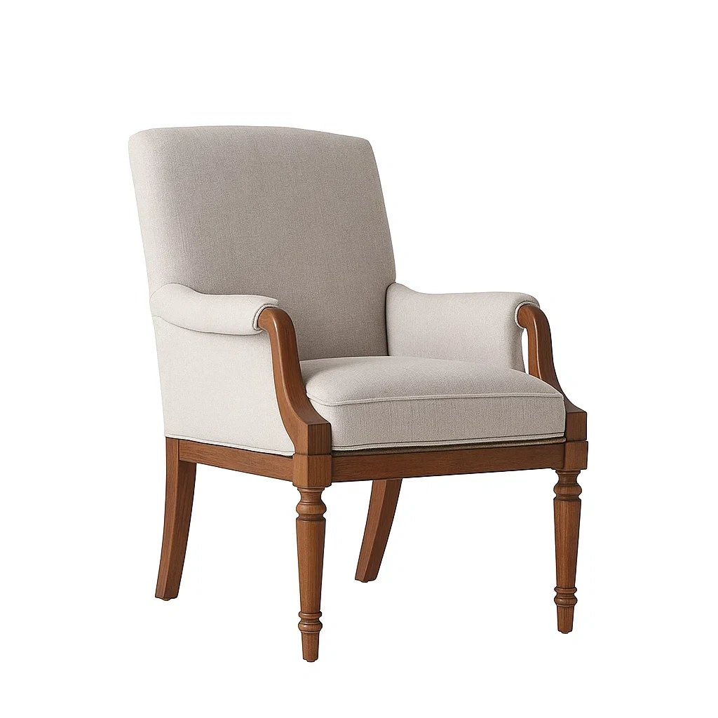 Fauteuil en bois massif et polyester beige-Furniflowz