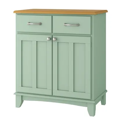 Buffet en bois MDF vert clair 2 portes 2 tiroirs 90x40x100 cm-furneasenow