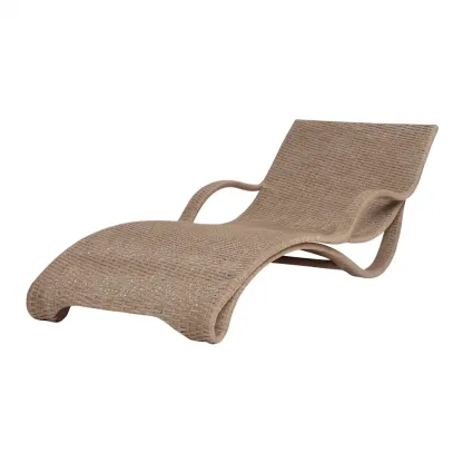 Chaise longue de jardin extérieure en résine tressée marron-furneasenow