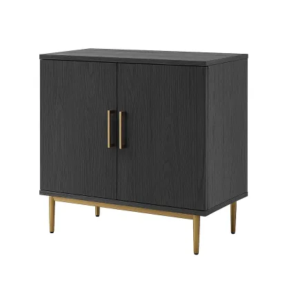 Buffet en bois noir avec pieds en métal doré 80x40x90 cm-furneasenow