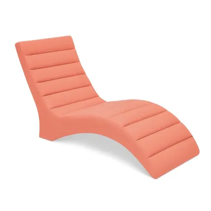 Chaise longue de jardin courbée tissu orange corail-furneasenow