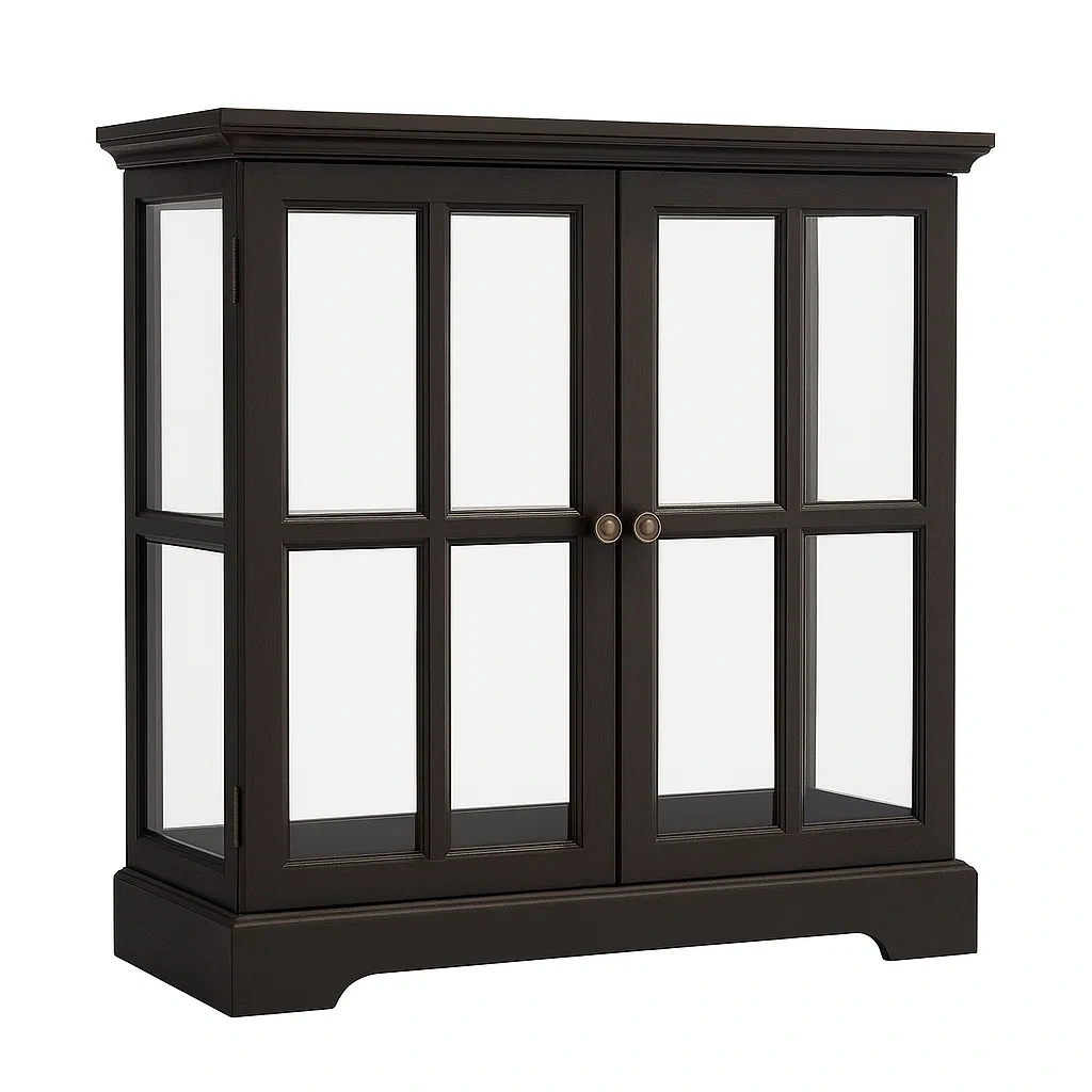 Vitrine en bois noir avec portes vitrées 80x35x100 cm-furneasenow