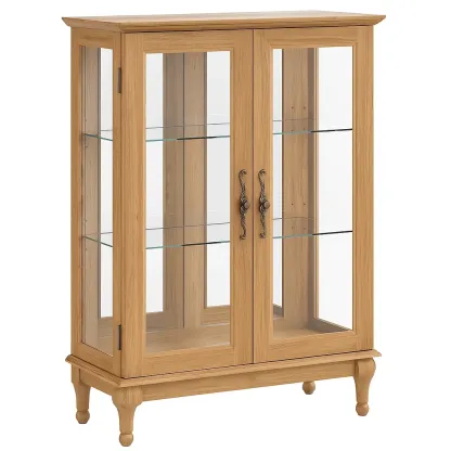 Vitrine en bois chêne et verre trempé 120x80x40 cm-furneasenow