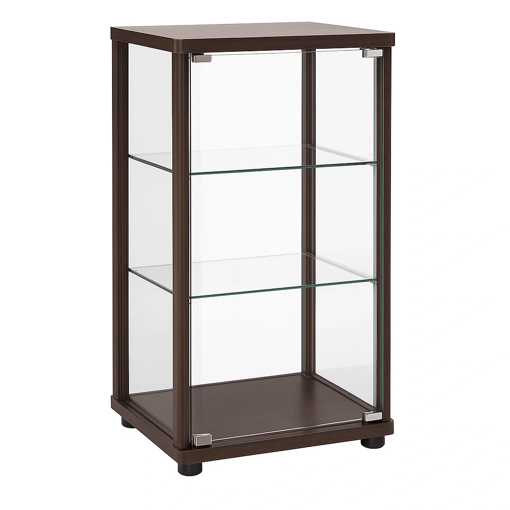 Vitrine en verre trempé et bois composite marron-furneasenow