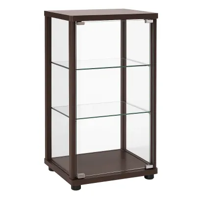 Vitrine en verre trempé et bois composite marron-furneasenow