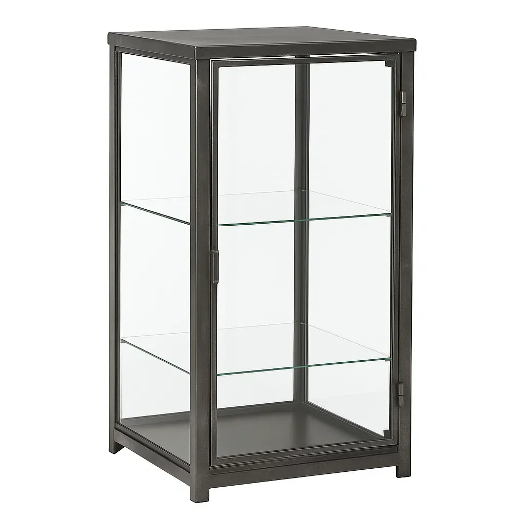 Vitrine en verre trempé et métal noir 3 étagères-furneasenow