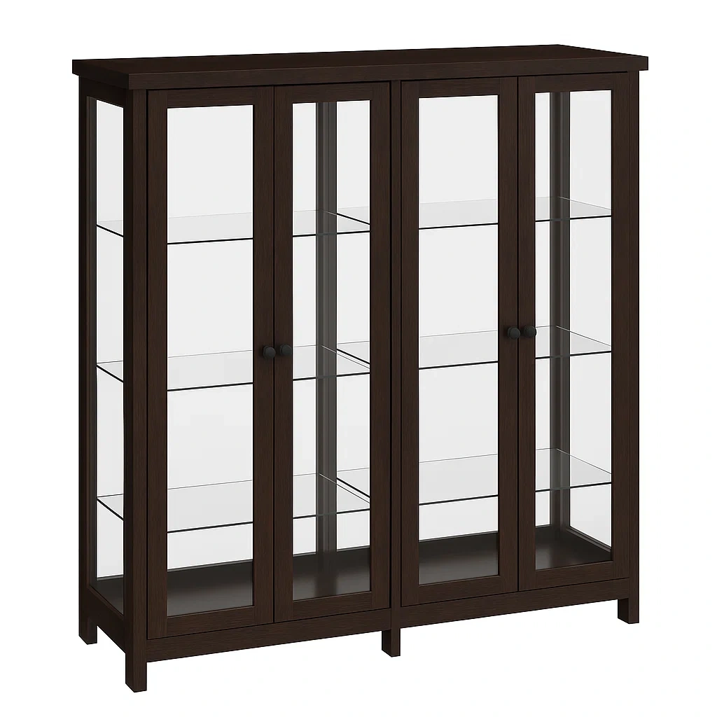 Vitrine en bois avec portes en verre trempé-furneasenow