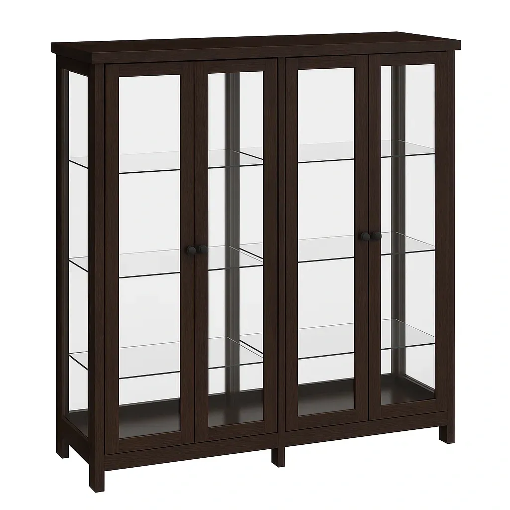 Vitrine en bois avec portes en verre trempé-furneasenow