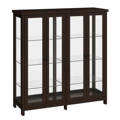 Vitrine en bois avec portes en verre trempé-furneasenow