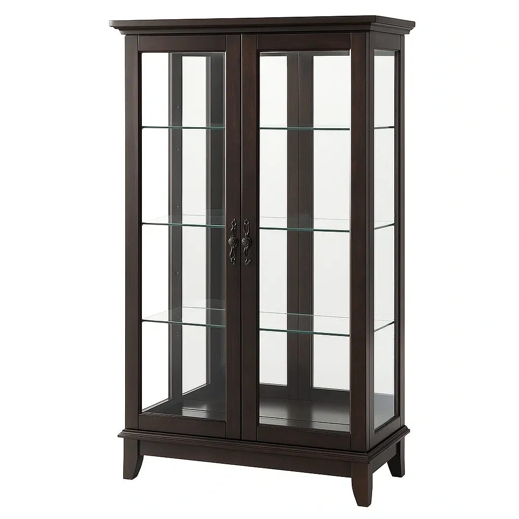 Vitrine en bois avec portes en verre trempé marron foncé-furneasenow