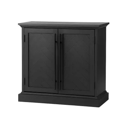 Buffet en bois noir à deux portes-furneasenow