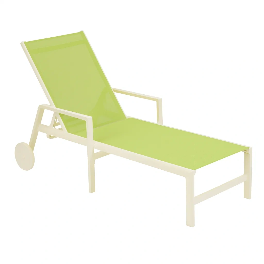 Chaise longue de jardin en aluminium et textilène vert-furneasenow