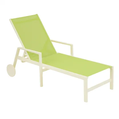 Chaise longue de jardin en aluminium et textilène vert-furneasenow