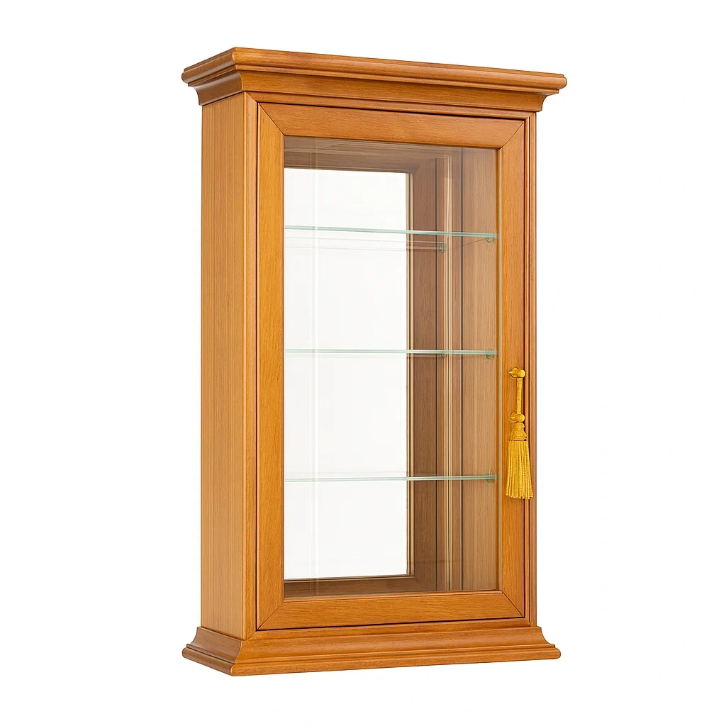 Vitrine murale bois verre trempé marron clair-furneasenow