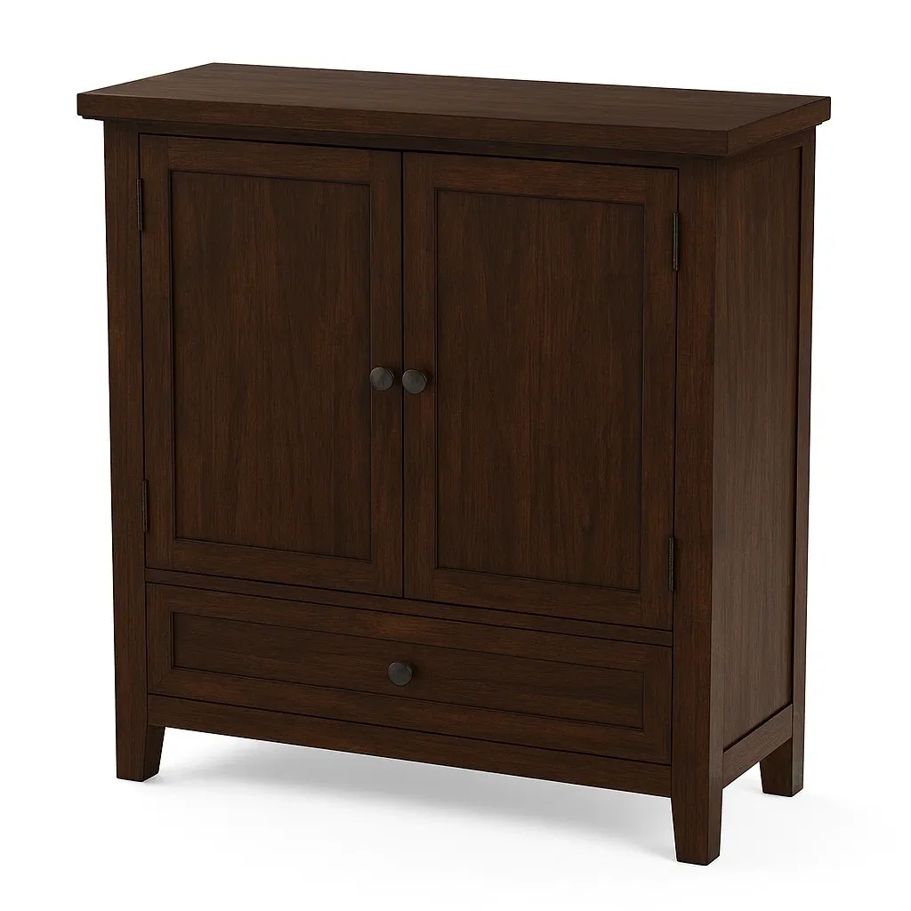 Buffet en bois massif foncé avec portes et tiroir 80x40x90 cm-furneasenow