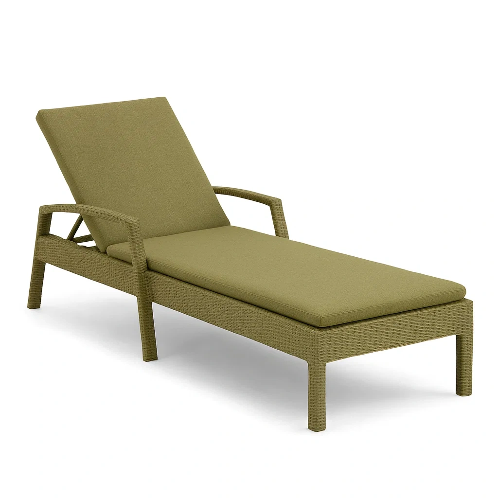 Chaise longue de jardin extérieure réglable en résine tressée vert-furneasenow