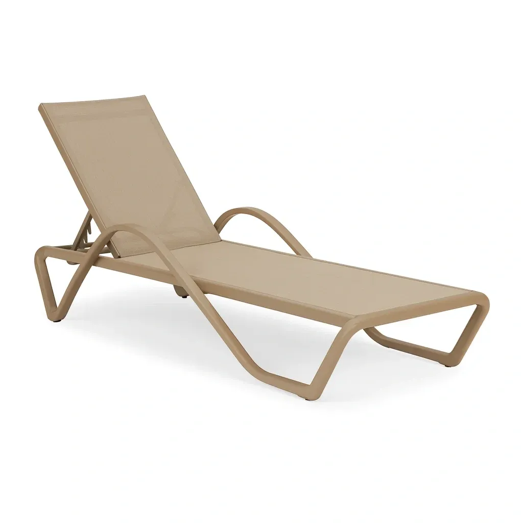 Chaise longue de jardin de jardin réglable aluminium et textilène beige-furneasenow