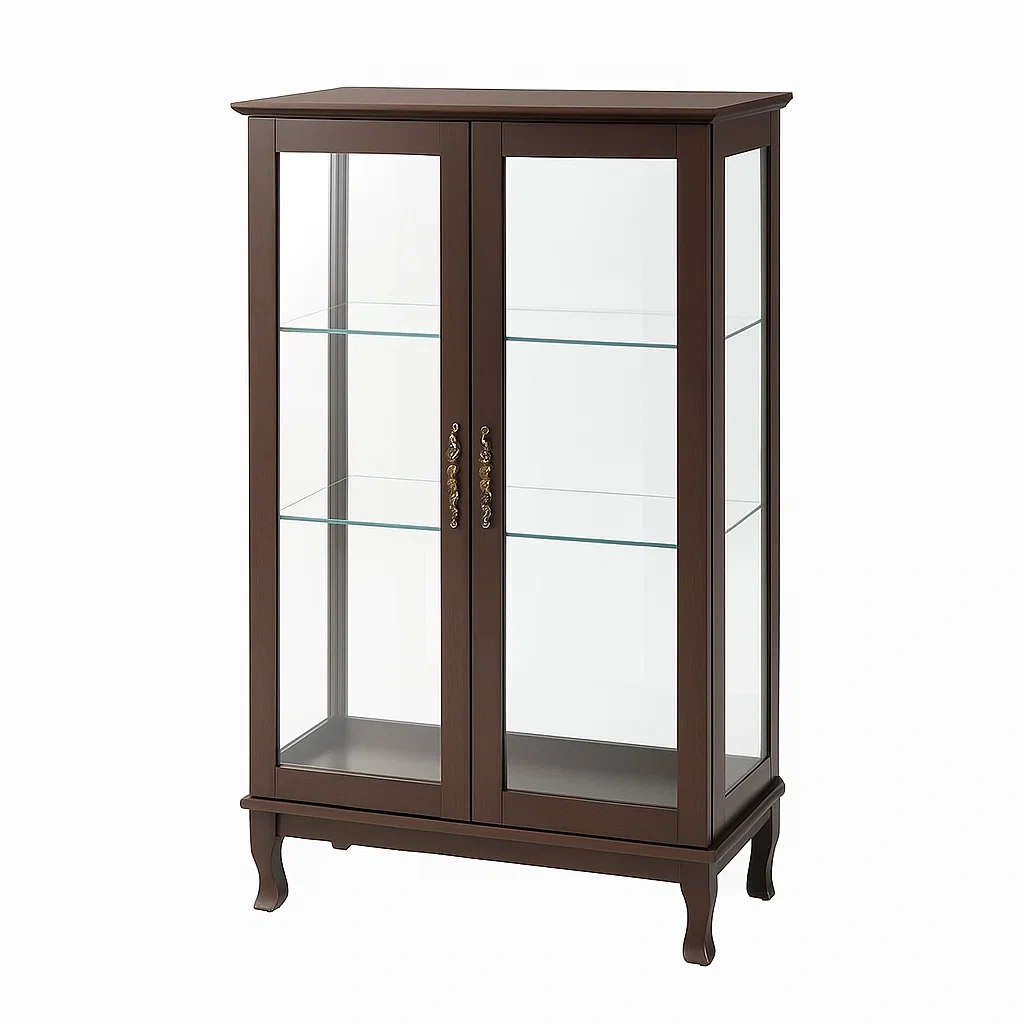Vitrine en bois et verre trempé marron 60x30x120 cm-furneasenow