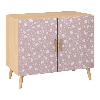Buffet en bois contreplaqué avec portes terrazzo rose-furneasenow