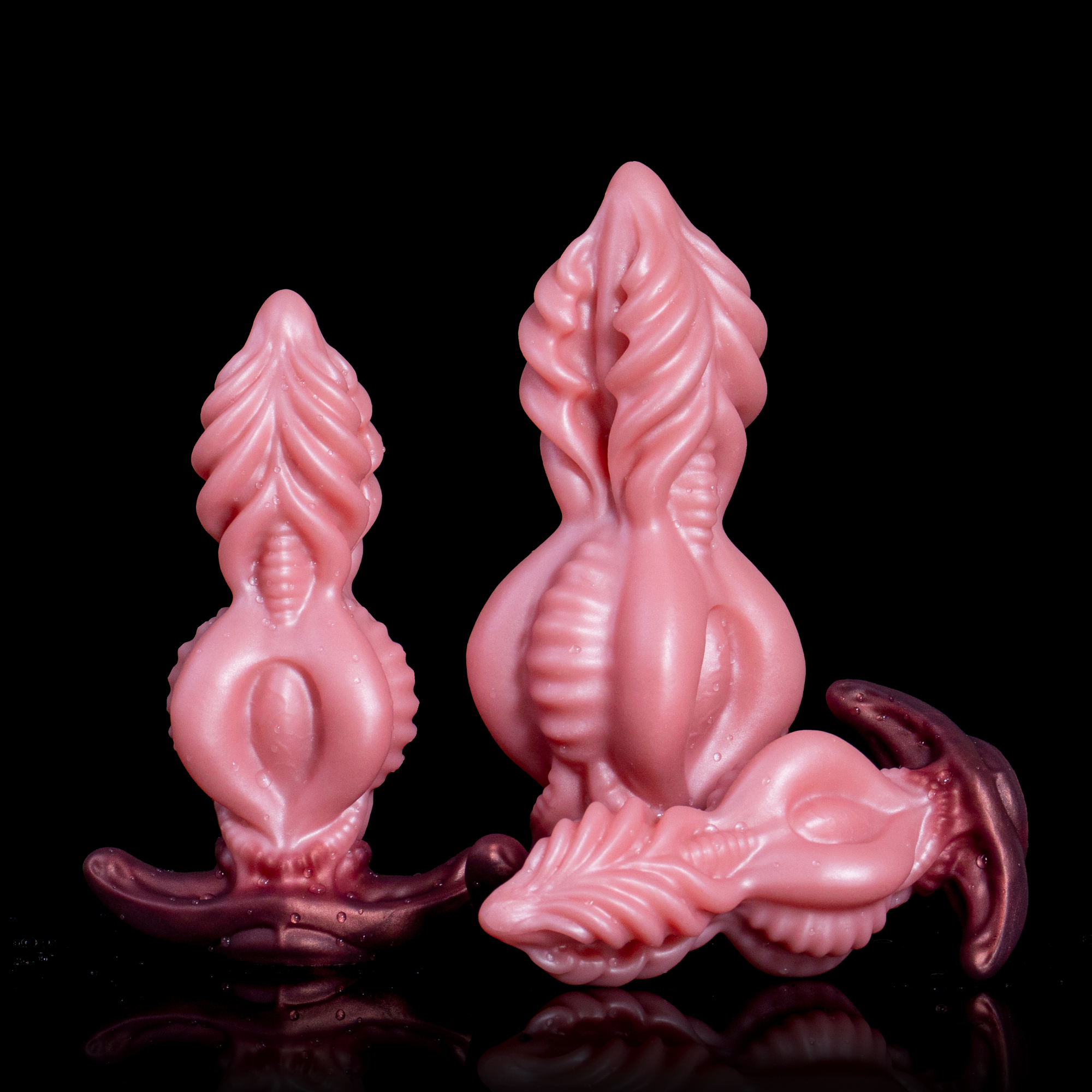 Spiral Pistil of Chaos | Multi-Spiral Texture & Anchor Base | 7.8cm Platinum Silicone Plug | Rotational