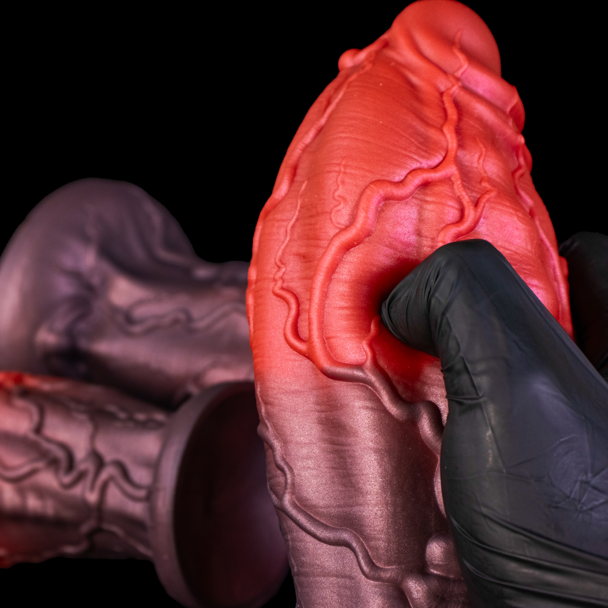 Primal Bloodline—Veined Chaos Platinum Silicone Fantasy Dildo