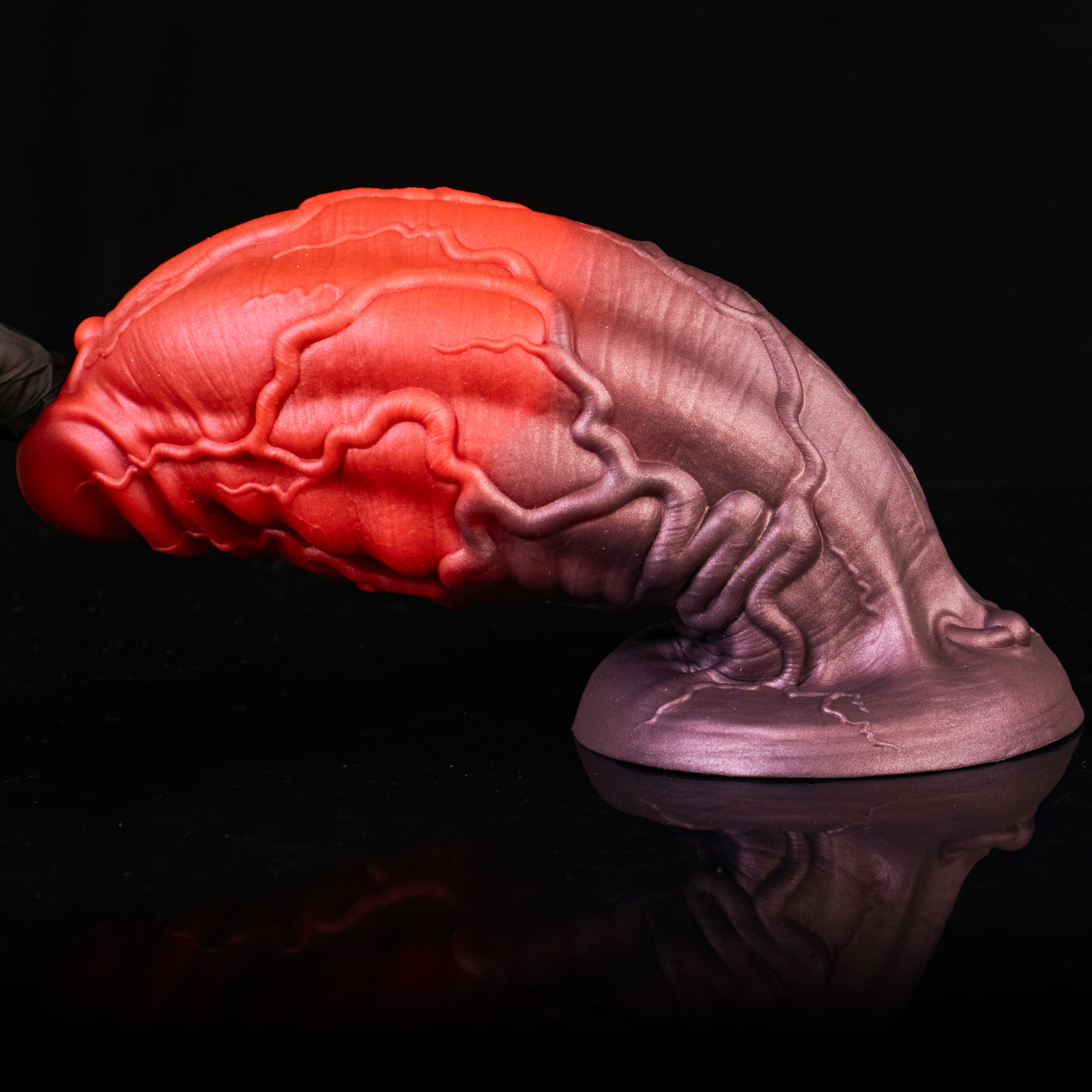 Primal Bloodline—Veined Chaos Platinum Silicone Fantasy Dildo