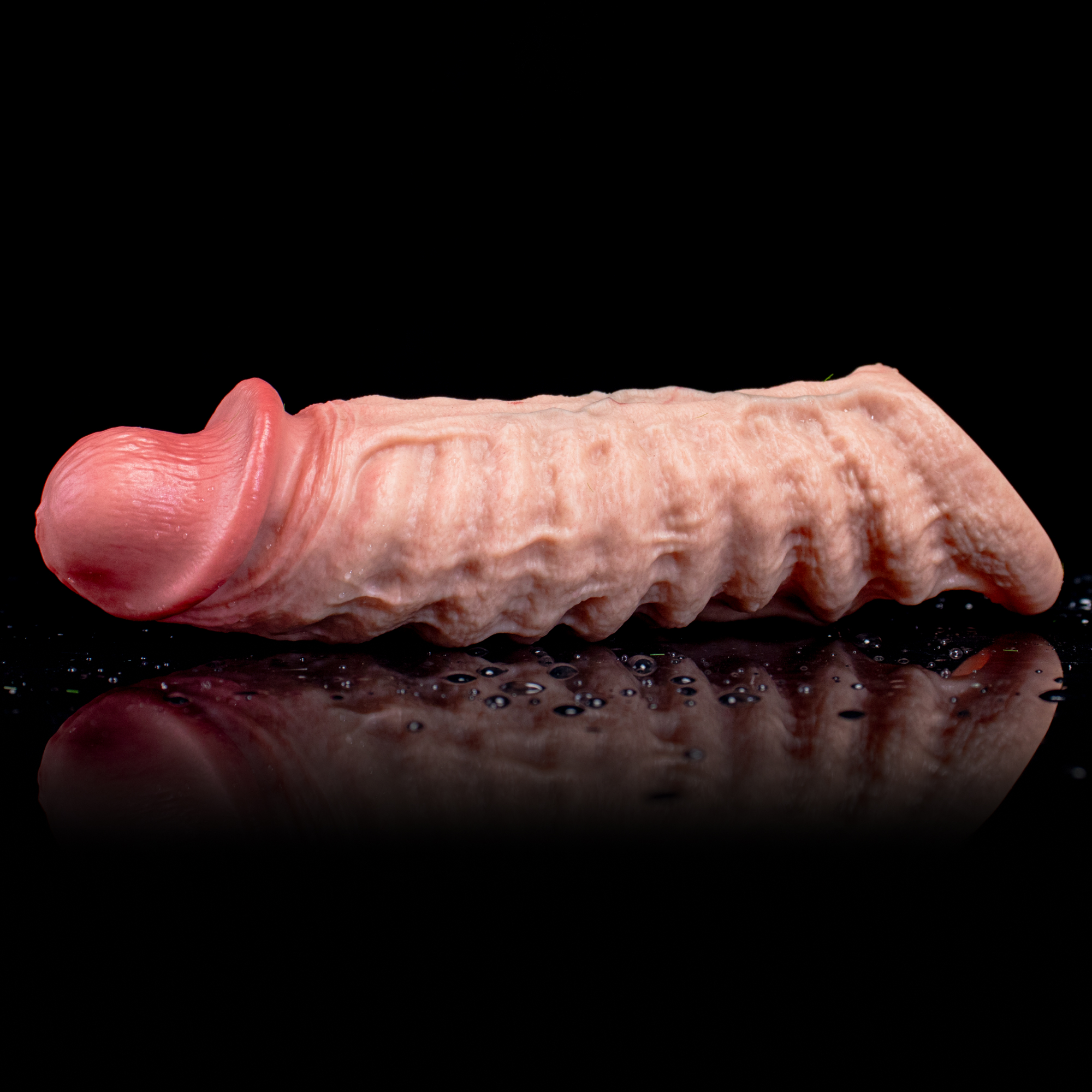 Rhythm of the Progenitor | Penis Sleeve with Tidal Folds & Scrotum Loop | 18cm Platinum Silicone | Girth Enhancer