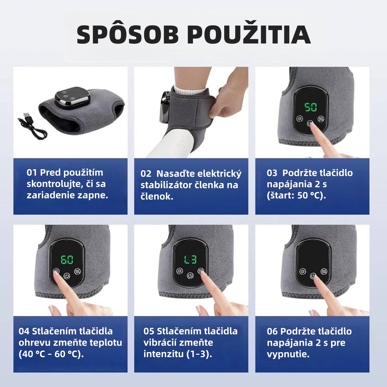 Masážny prístroj na nohy 👣 Masáž + teplý obklad | Zmierňuje bolesť a napätie | 3 vibračné režimy 🔥 POLOVIČNÁ CENA – 50% ZĽAVA